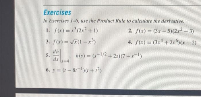 Solved In Exercises 1 6 Use The Product Rule To Calculate