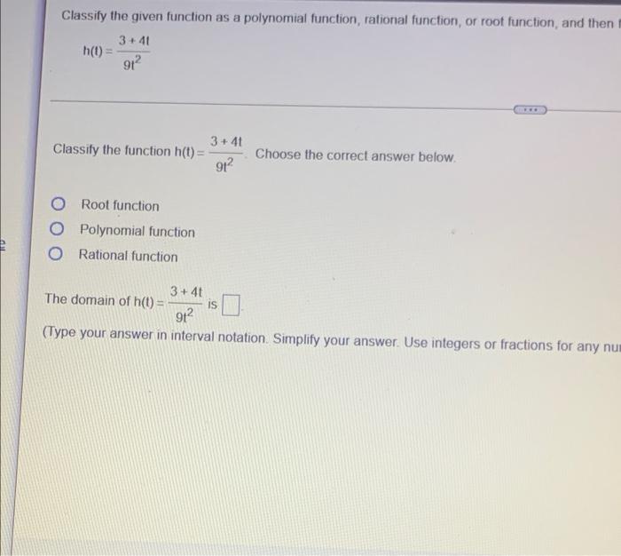 Solved Classify the given function as a polynomial function, | Chegg.com