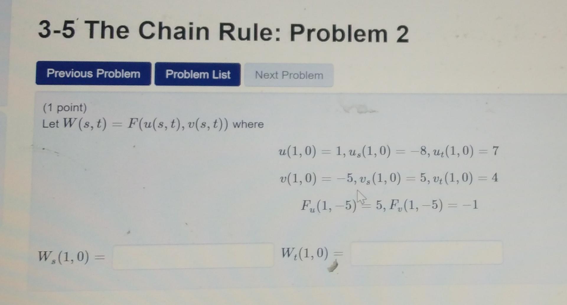 Solved 3-5 The Chain Rule: Problem 2 Previous Problem | Chegg.com