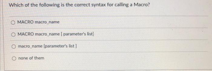 Solved Which of the following is the correct syntax for | Chegg.com