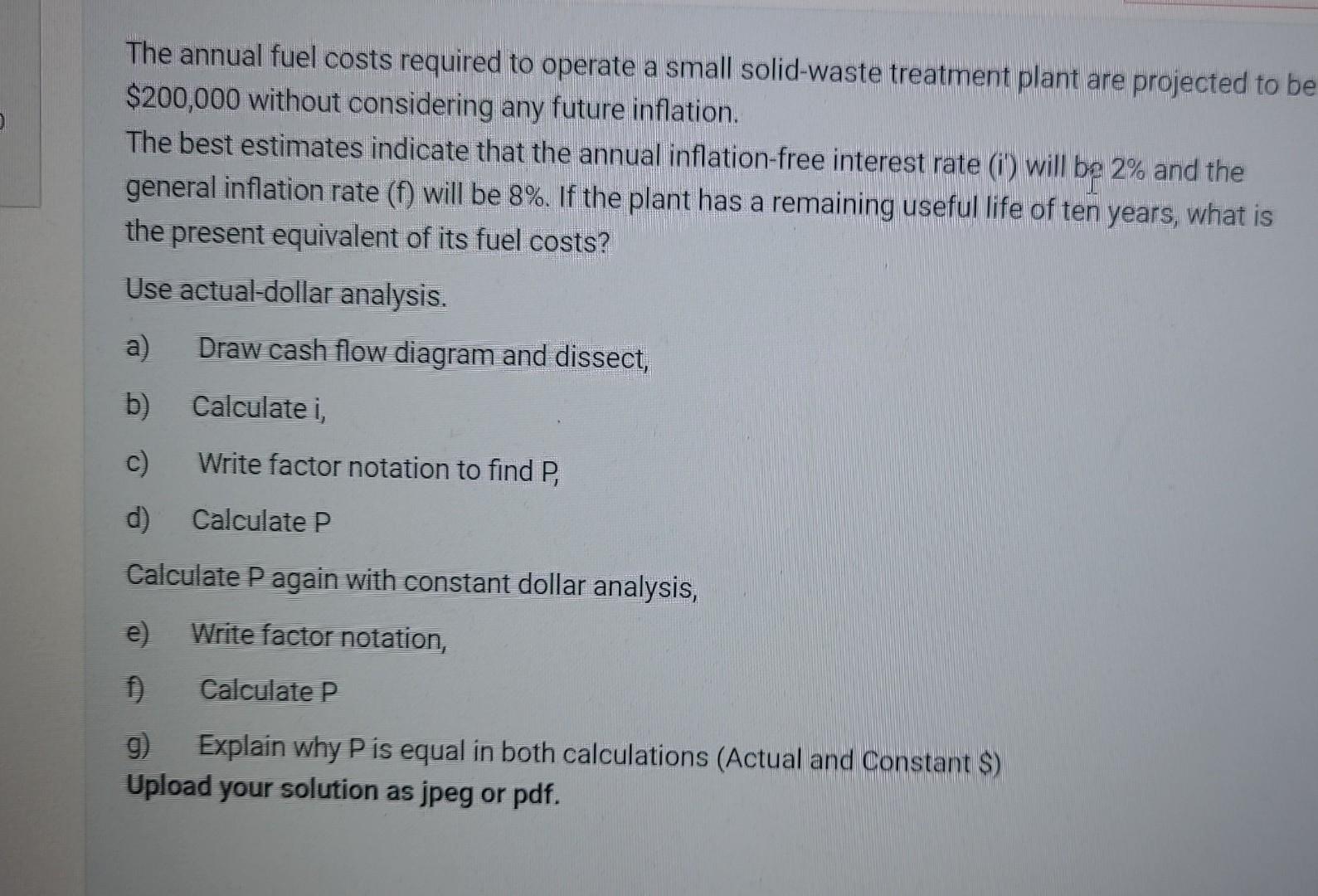 Solved The annual fuel costs required to operate a small
