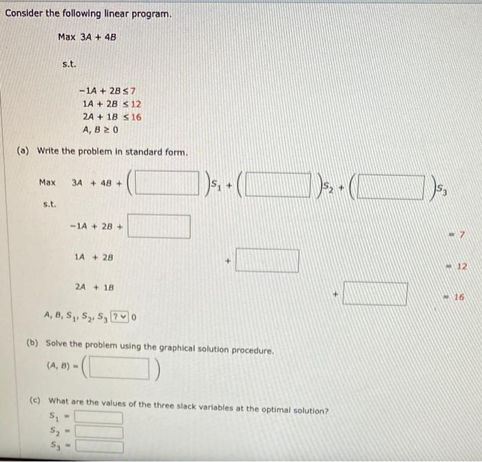 Solved Consider the following linear program. Max 3A + 4B | Chegg.com