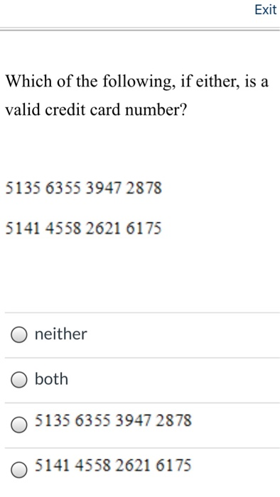 valid credit card numbers