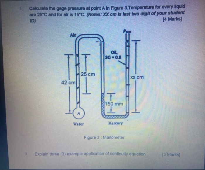 Solved L. Calculate the gage pressure at point A in Figure | Chegg.com