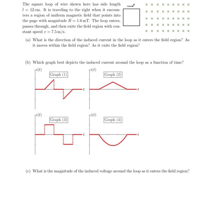 Solved The square loop of wire shown here has side length | Chegg.com