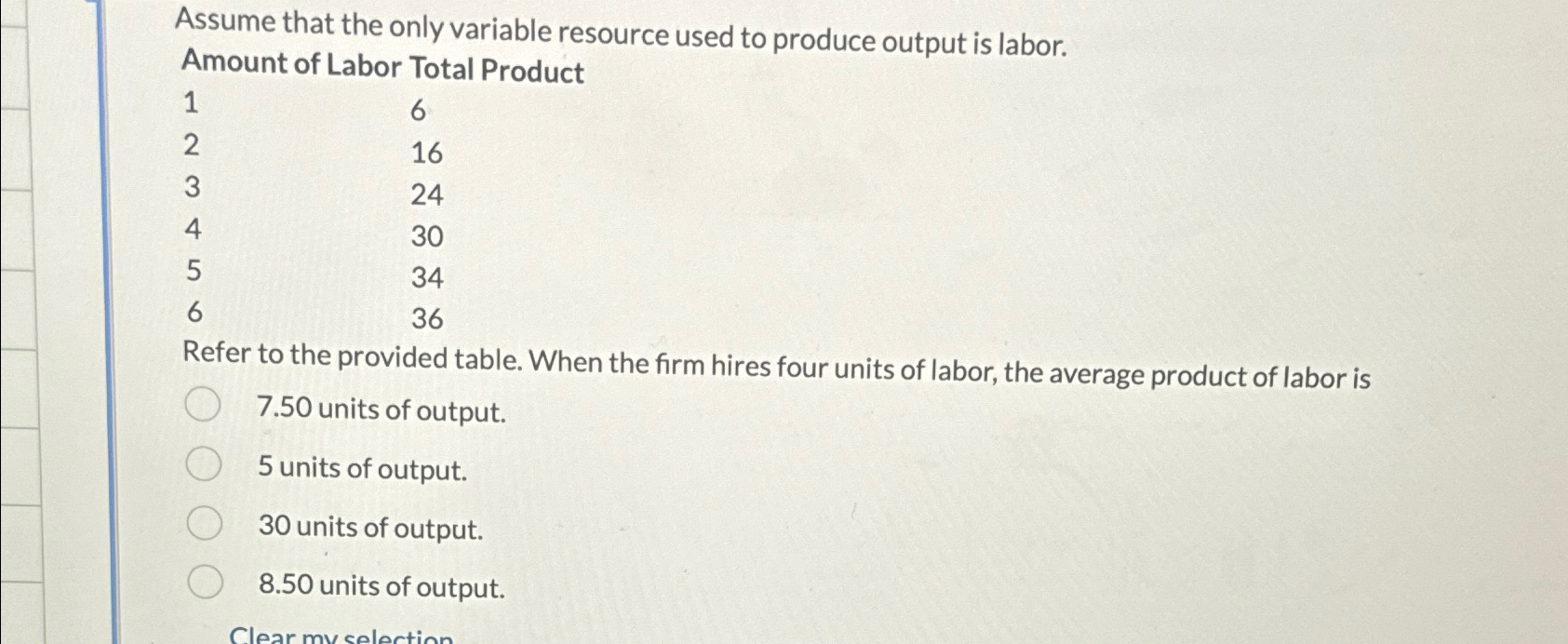 Solved Assume that the only variable resource used to | Chegg.com