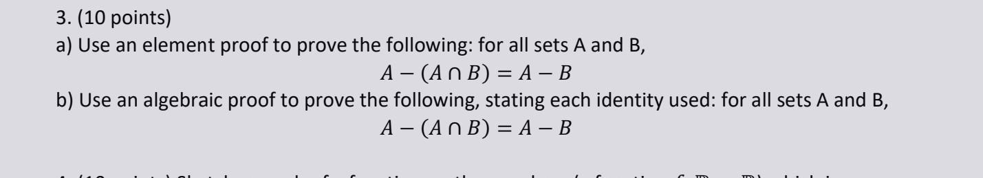 Solved 3. (10 points) a) Use an element proof to prove the | Chegg.com