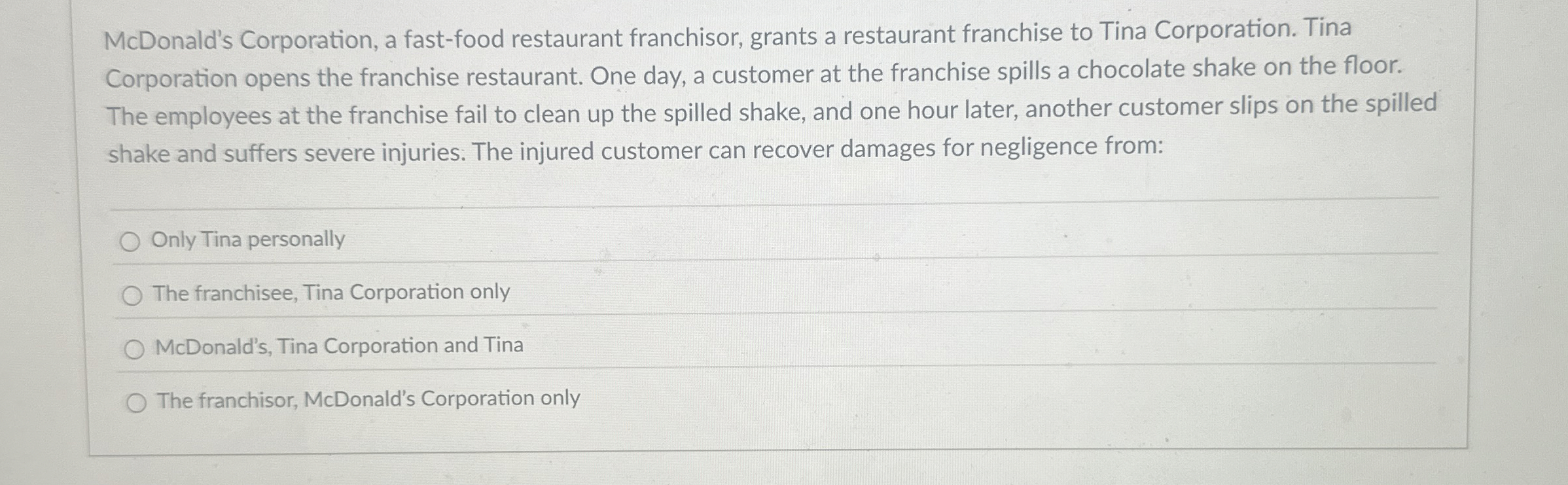 Solved Mcdonald S Corporation A Fast Food Restaurant Chegg