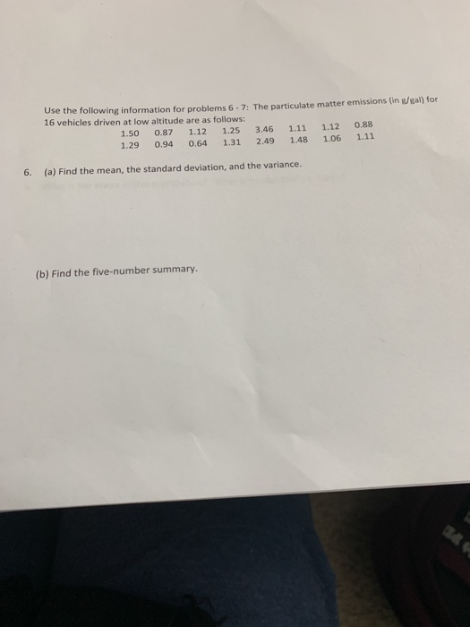 Solved Use the following information for problems 6-7: The | Chegg.com