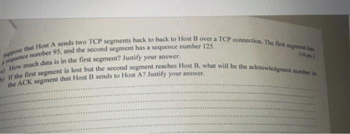 Solved pose that Host A sends two TCP segments back to back | Chegg.com