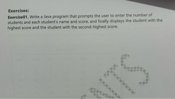 Solved Exercises: Exercise01. Write a Java program that | Chegg.com