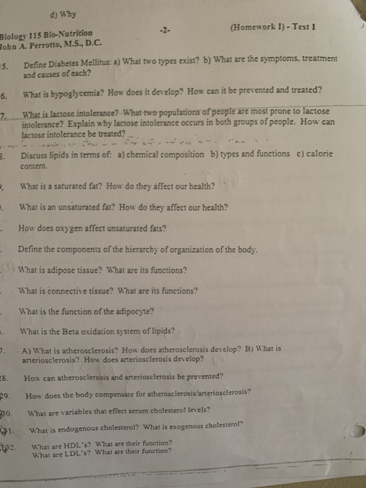 Solved D Why Biology 115 Bio Nutrition Homework I Test Chegg