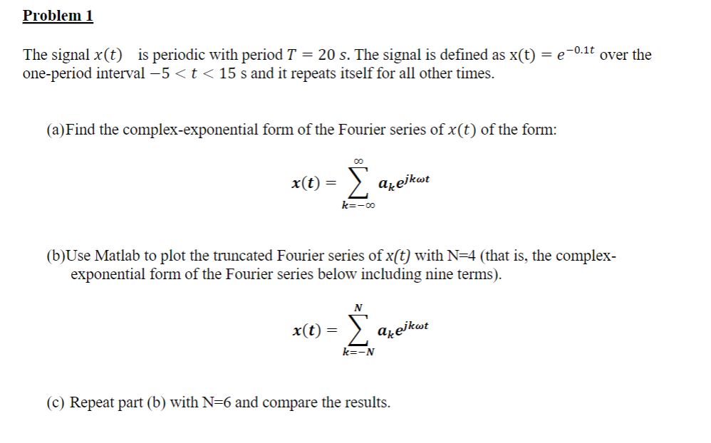 Solved Problem 1The signal x(t), ﻿is periodic with period | Chegg.com