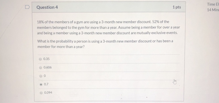 Solved Question 3 1 pts The probability a randomly selected | Chegg.com