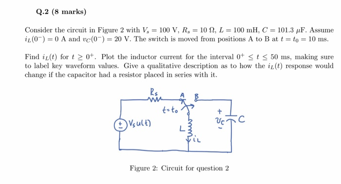 Solved Q.2 (8 marks) Consider the circuit in Figure 2 with V | Chegg.com
