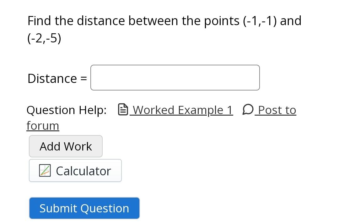 Solved Find The Distance Between The Points (-1,-1) And | Chegg.com