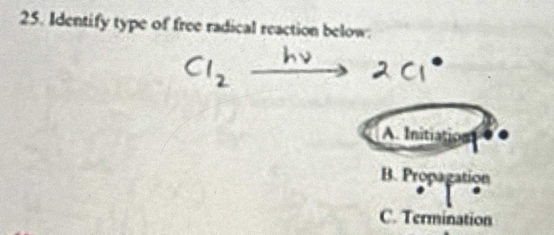 Solved Identify type of free radical reaction | Chegg.com