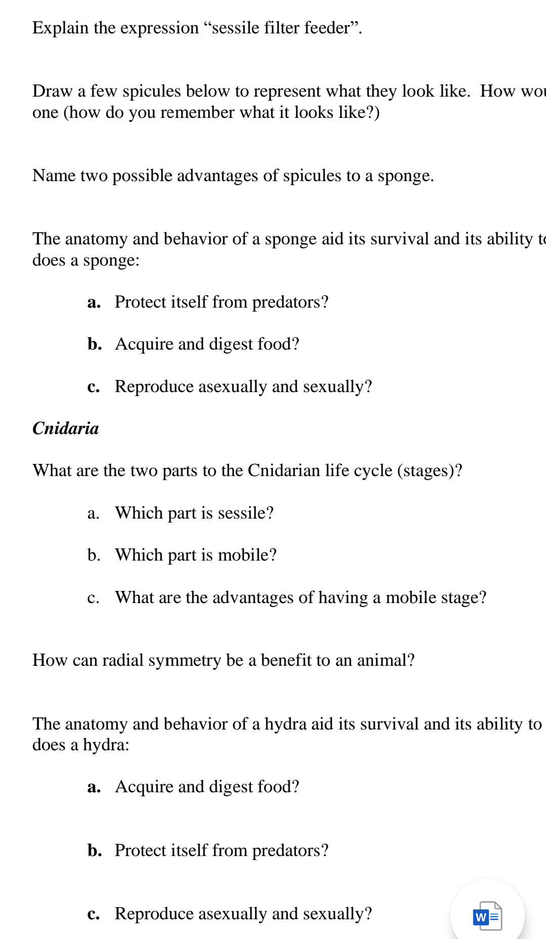 Solved Explain the expression “sessile filter feeder”. Draw