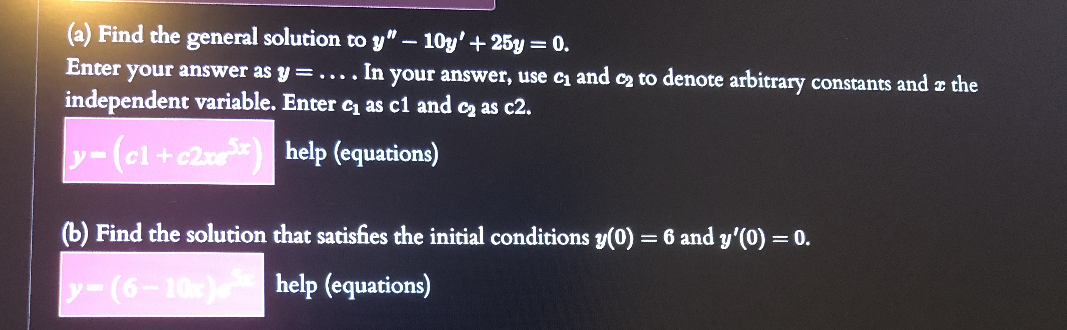 Solved (a) ﻿Find the general solution to | Chegg.com