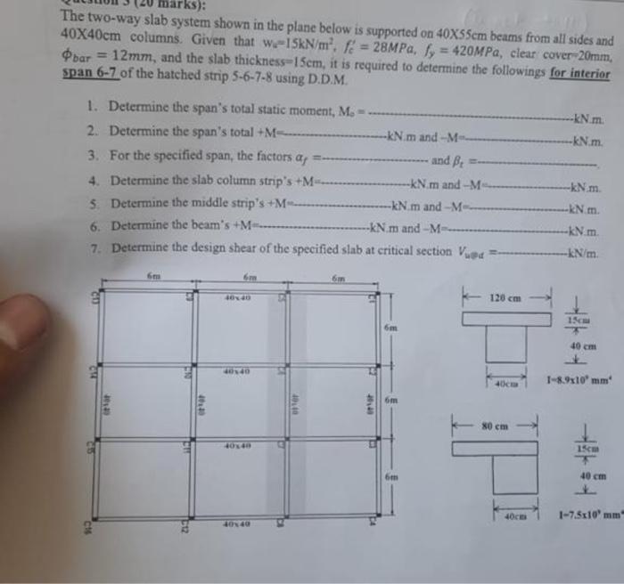 The two-way slab system shown in the plane below is | Chegg.com
