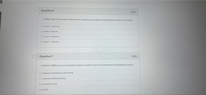 Solved D Question 6 2 pts 1. Which type of evaluation does | Chegg.com
