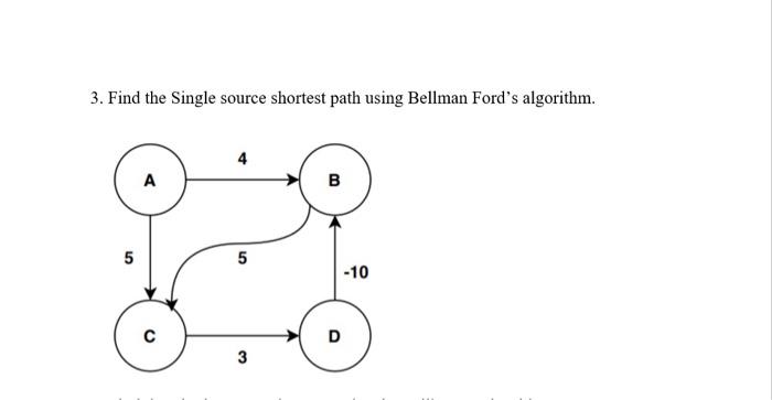 Solved 3. Find the Single source shortest path using Bellman | Chegg.com