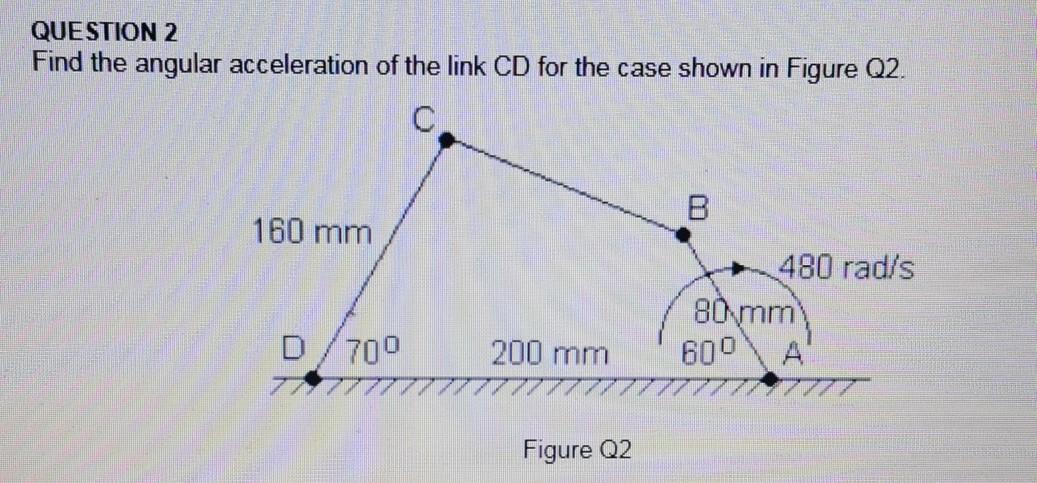 Solved QUESTION 2 Find the angular acceleration of the link | Chegg.com