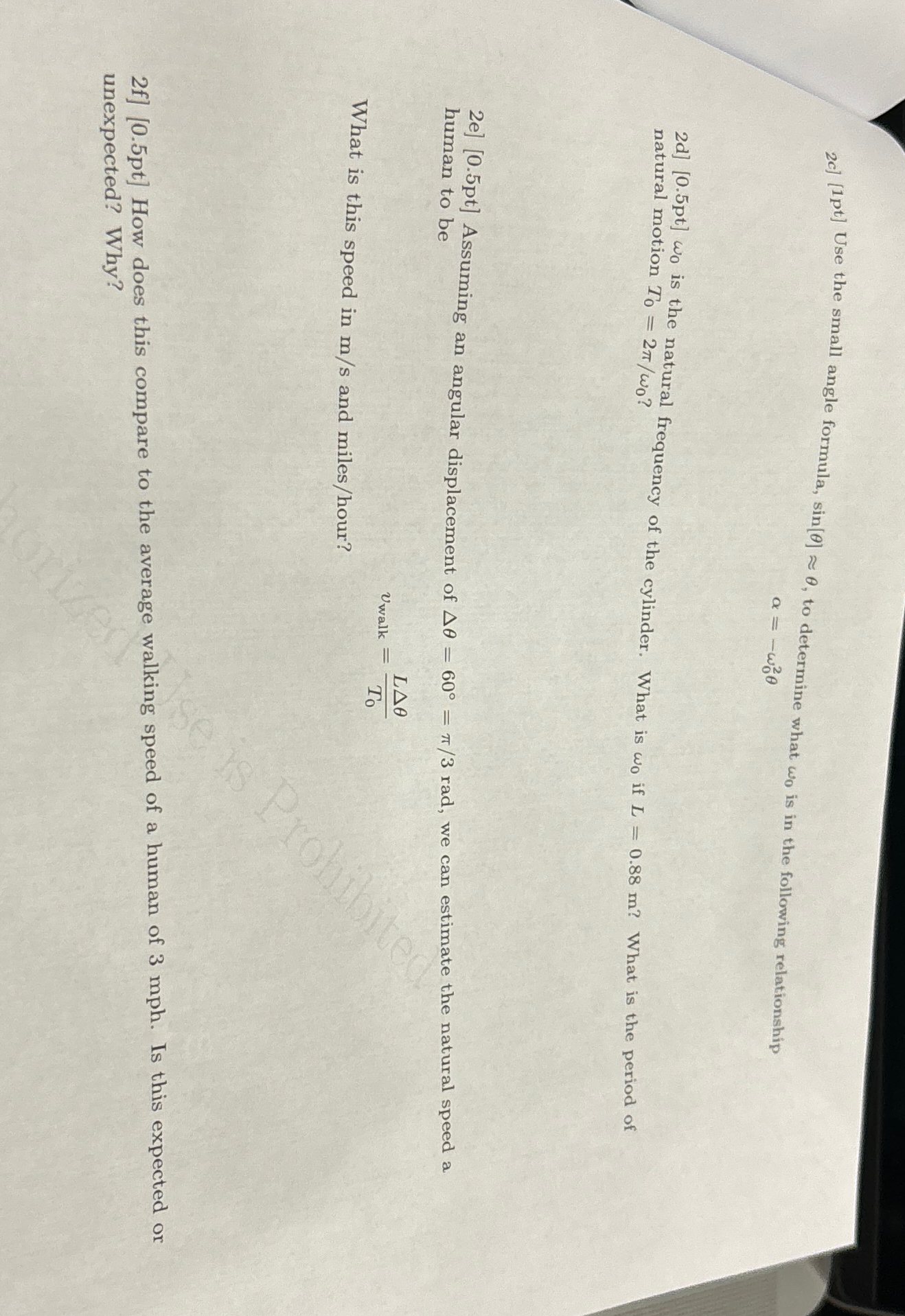 Solved 2c 1pt use the small angle formula sin chegg