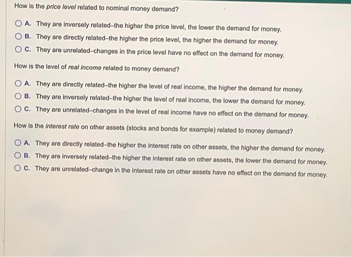 Solved How is the price level related to nominal money | Chegg.com