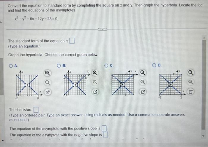 Solved Convert the equation to standard form by completing | Chegg.com