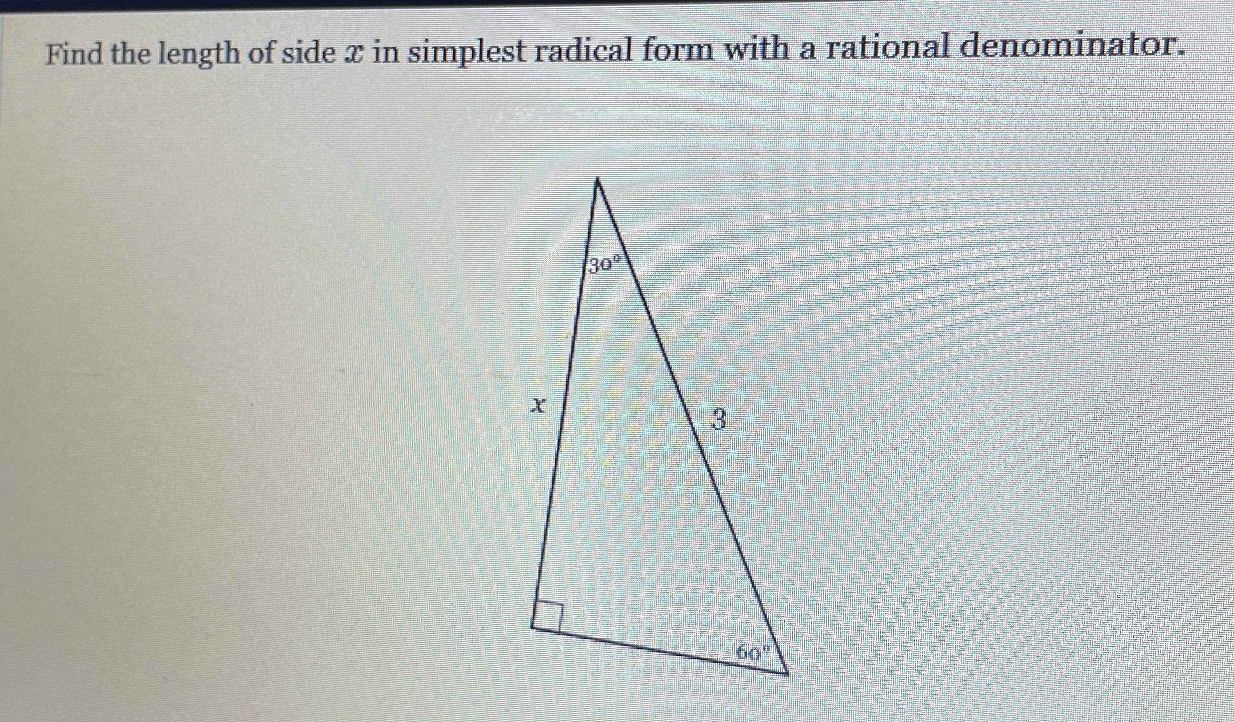 Solved Find the length of side x ﻿in simplest radical form | Chegg.com