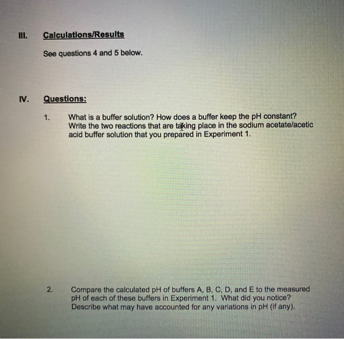 Solved Unit IX Buffer Solutions LAB REPORT Name Date