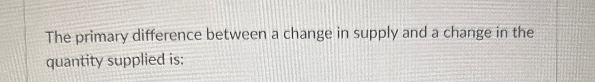 Solved The primary difference between a change in supply and | Chegg.com