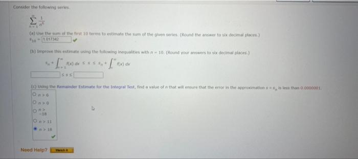 Solved Consider the following series the sum of the 10 terms | Chegg.com