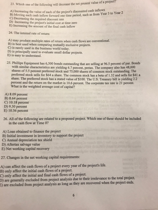 Solved 23. Which one of the following will decrease the net | Chegg.com