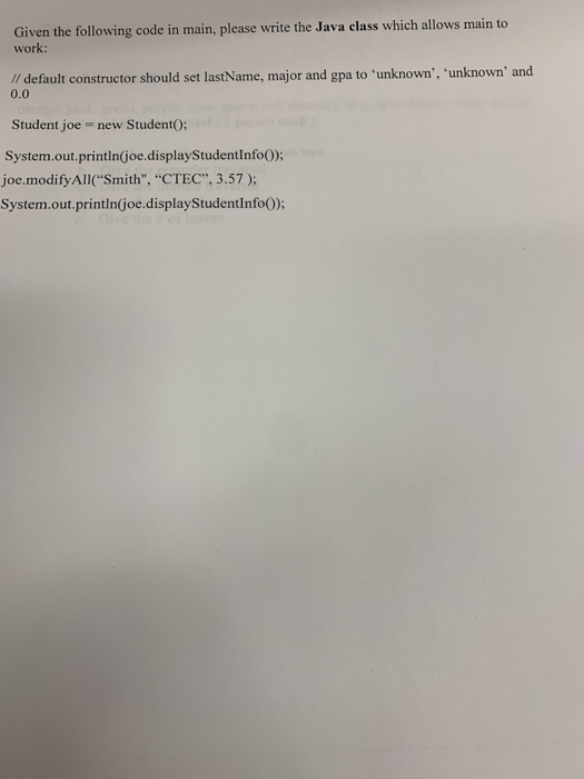 Solved Given the following code in main, please write the | Chegg.com