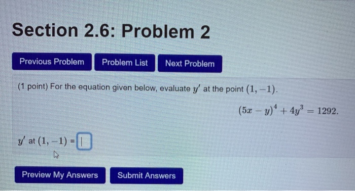 Solved Section 2.6: Problem 2 Previous Problem Problem List | Chegg.com