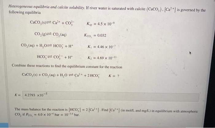 Solved Heterogeneous Equilibria And Calcite Solubility If