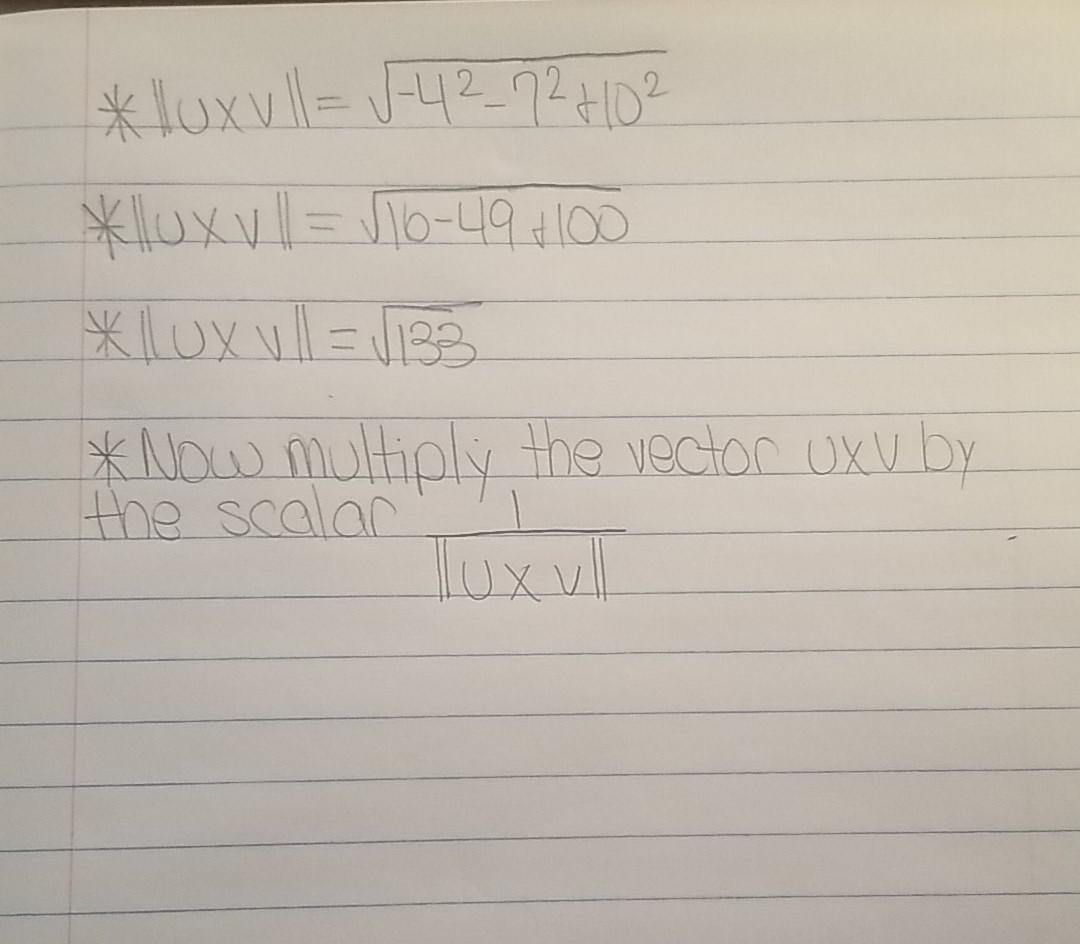 Solved 7) Find a unit vector normal to the plane containing | Chegg.com