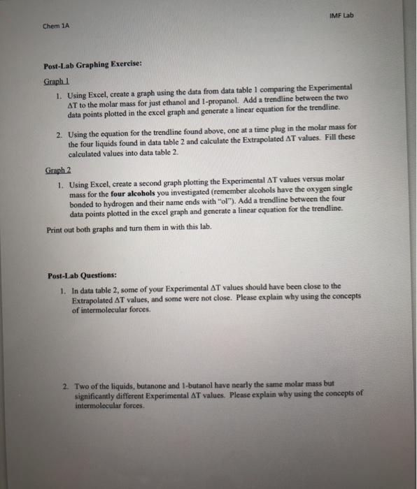 IMF Lab Chem 1A Evaporation, Temperature, and