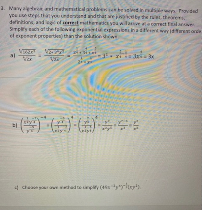 Solved 3. Many Algebraic And Mathematical Problems Can Be | Chegg.com