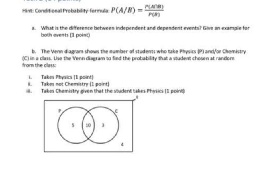 Solved Hint Conditional Probability formula Chegg