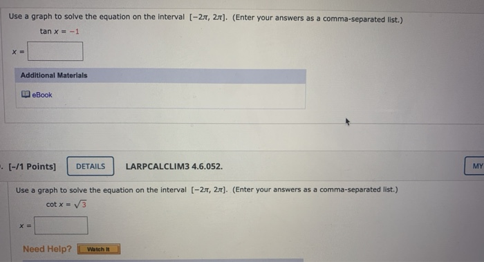 Solved Use a graph to solve the equation on the interval | Chegg.com