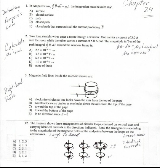 Solved Chapter 29 Definition Ampere's 1. In Ampere's law, 0