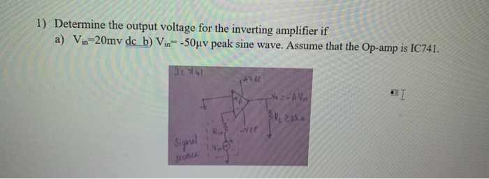 Solved 1) Determine the output voltage for the inverting | Chegg.com