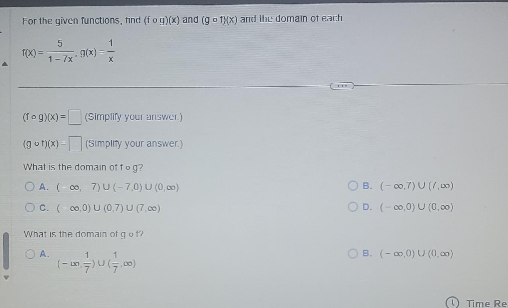 Solved For The Given Functions Find F∘g X And G∘f X