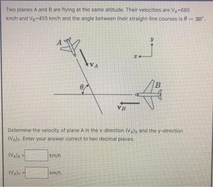 Solved Two Planes A And B Are Flying At The Same Altitude. | Chegg.com