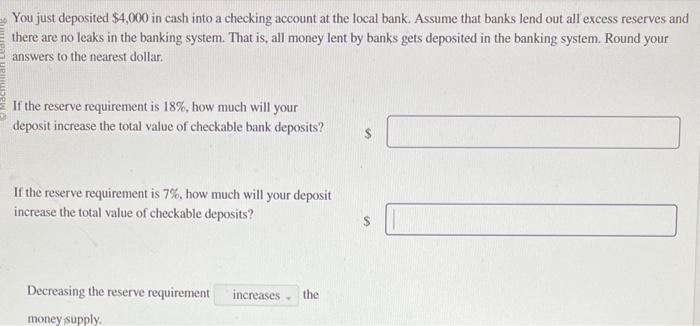 you just deposited 4000 in cash into a checking account