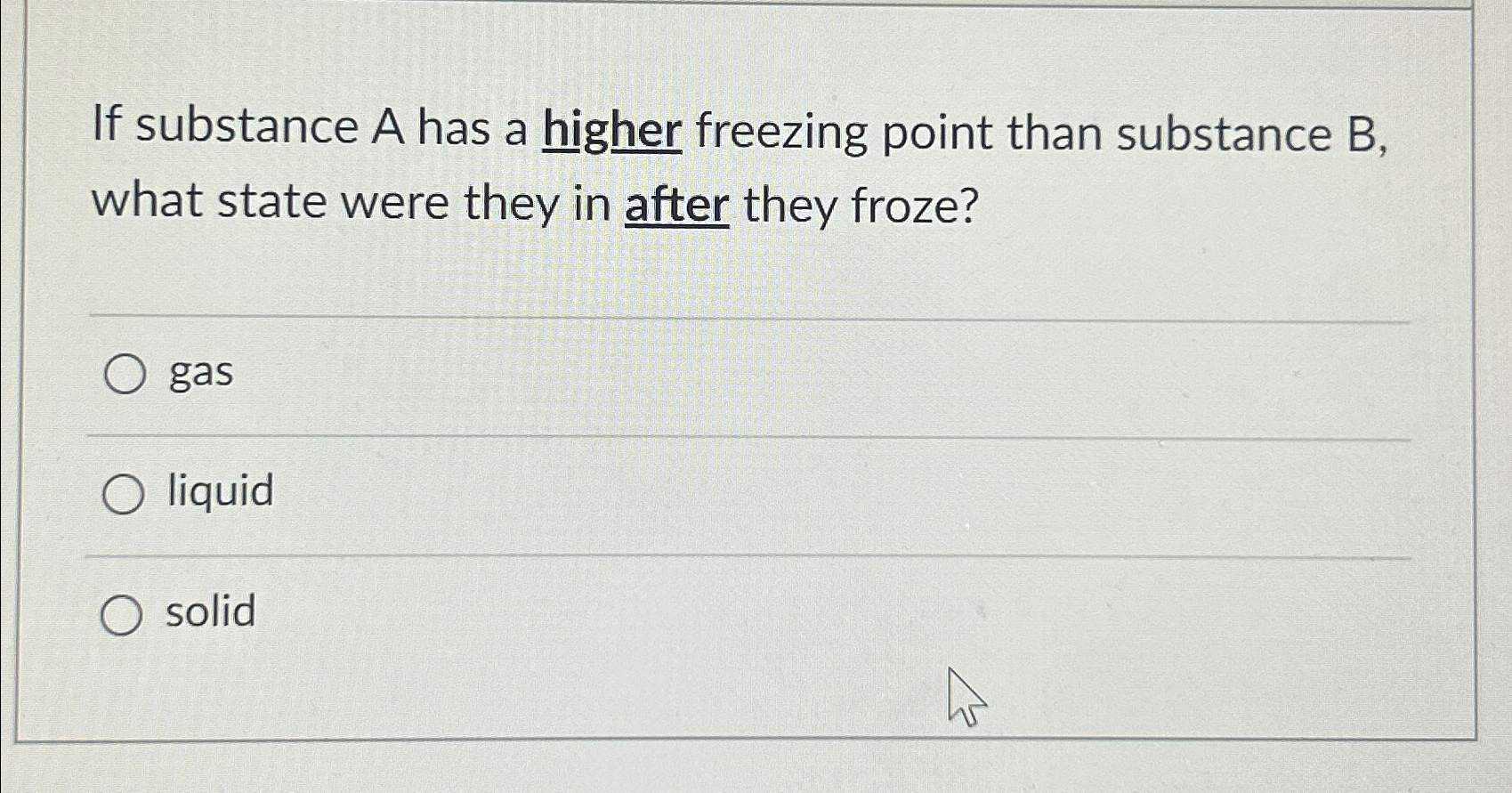 Solved If substance A has a higher freezing point than | Chegg.com