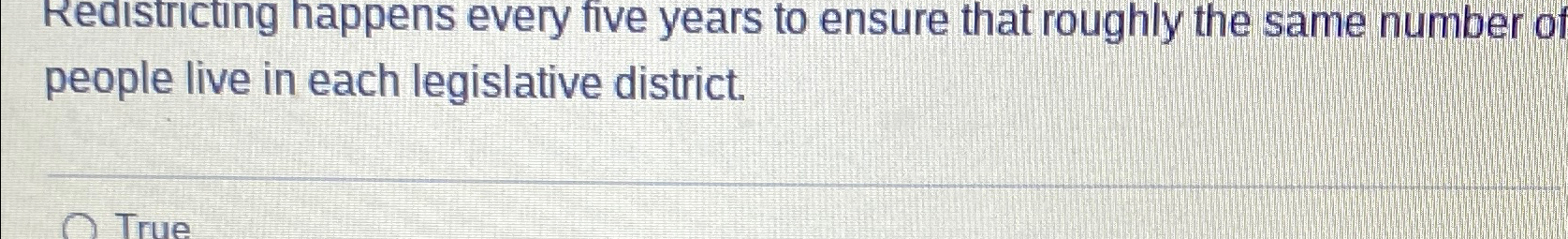 Solved Redistricting Happens Every Five Years To Ensure That | Chegg.com